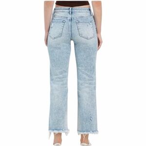 Lovervet By Vervet High Rise Tummy Control Straight Distressed Crop Jeans 7/28